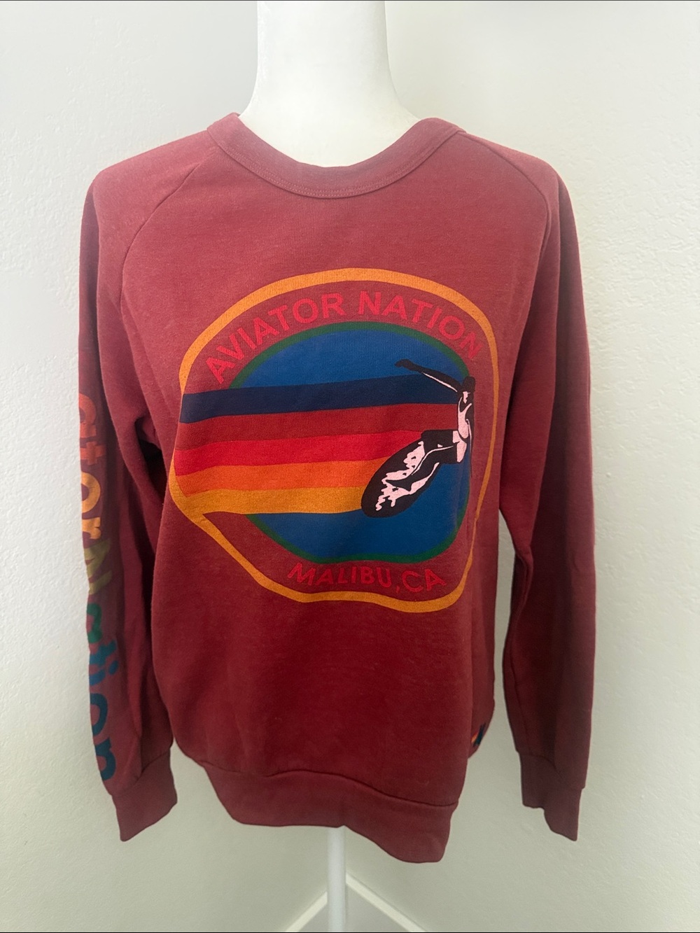 Aviator Nation Maroon Graphic Crewneck Sweater